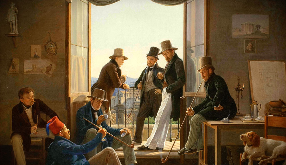 Constantin Hansen Et selskab af danske kunstnere i Rom. (1837)